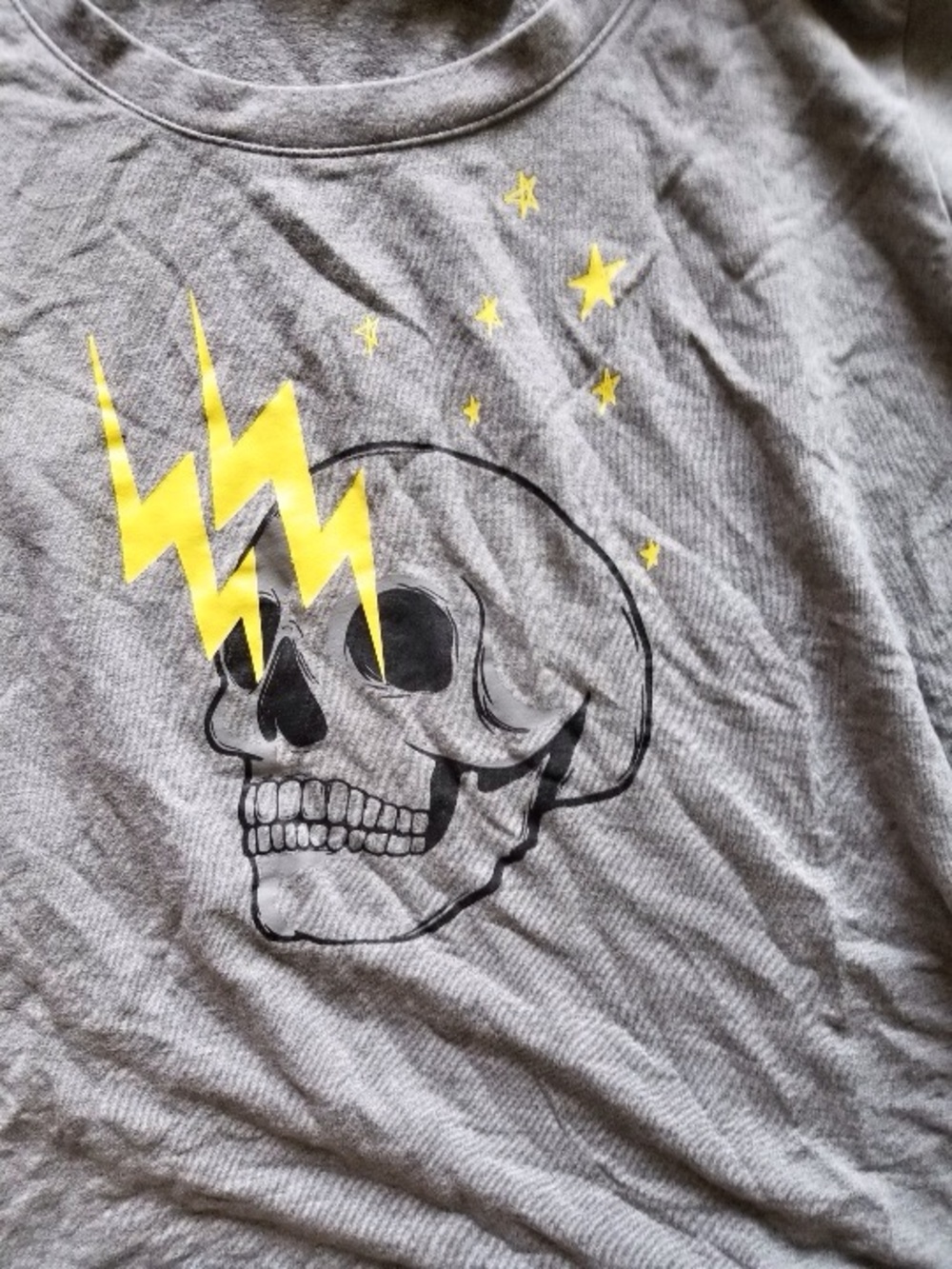Rare torrid Gray Skull Graphic Pullover with Yellow Lightning - Picture 3 of 7